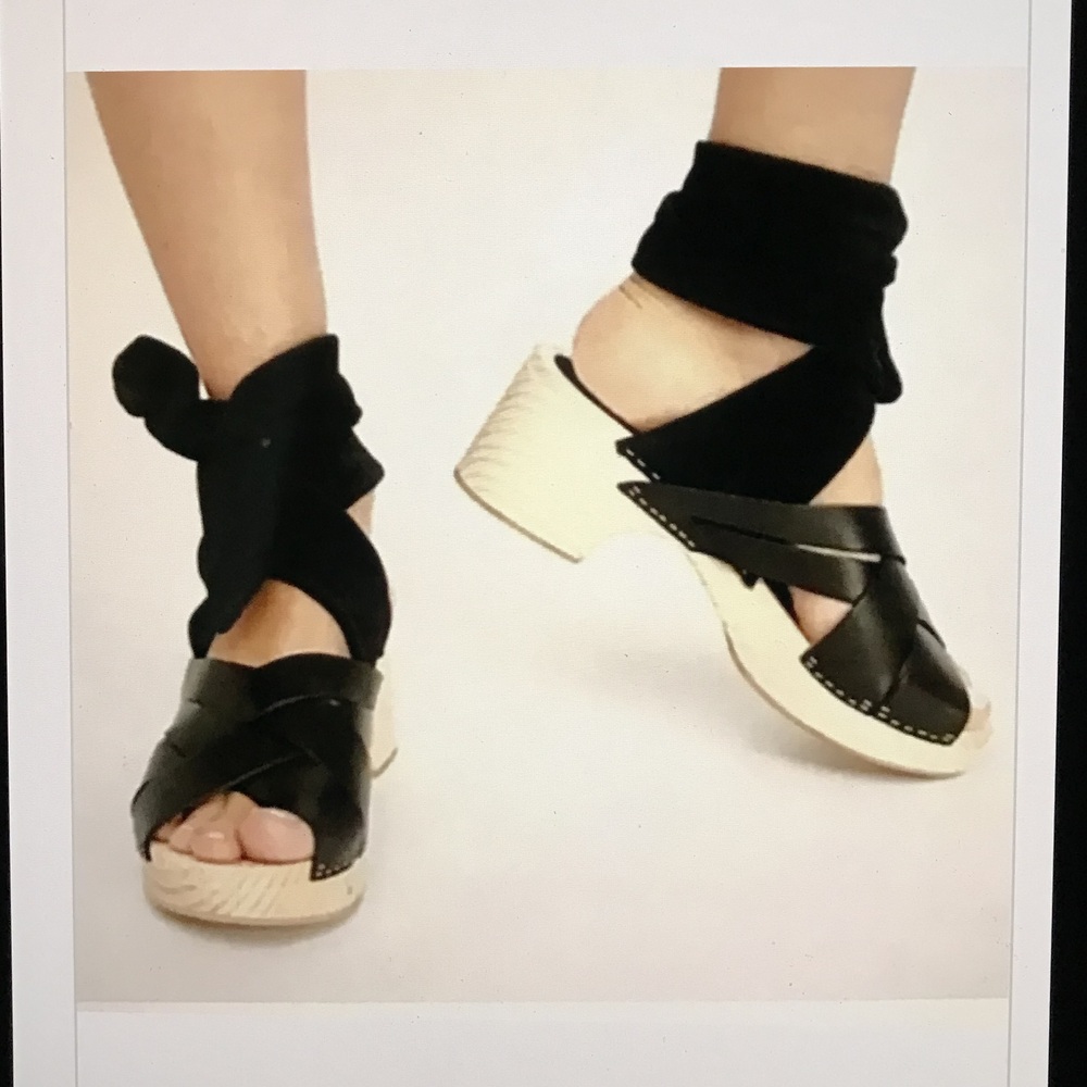 FREE PEOPLE Emmy Wrap Clog Black Ankle Wrap Sandal Women’s Size EU 37